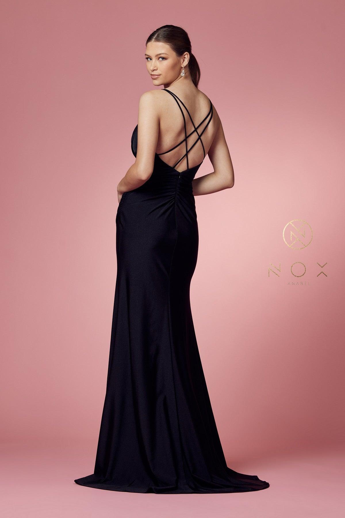 Sleeveless Long Fit and Flare Prom Dress Black