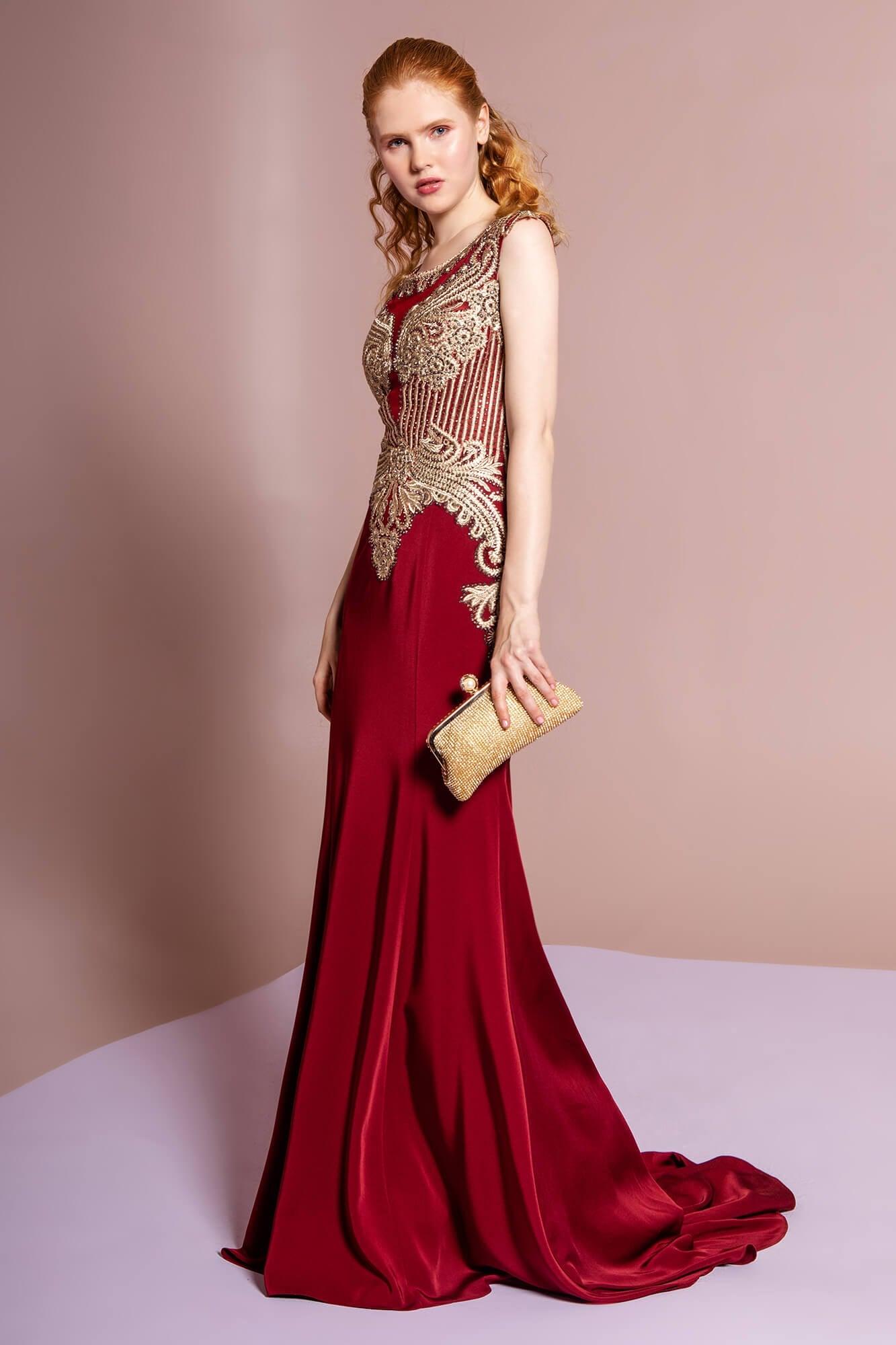 Sleeveless Prom Long Dress Formal Train - The Dress Outlet Elizabeth K