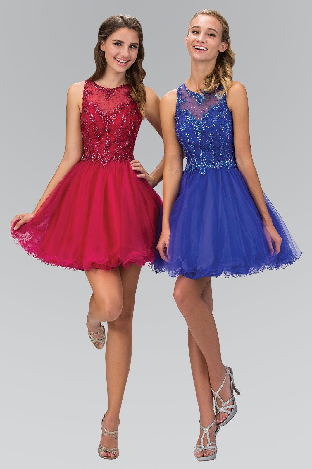 Sleeveless Tulle Short Prom Dress - The Dress Outlet