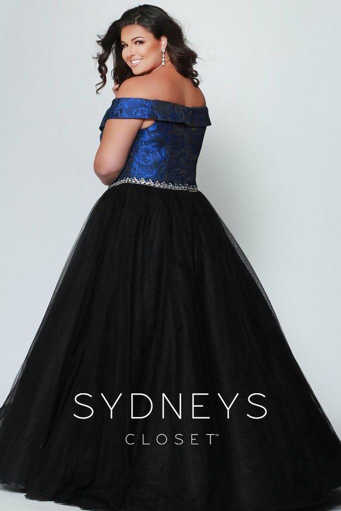 Sydneys Closet Long Off The Shoulder Tulle Skirt Plus Size Formal Prom Dress - The Dress Outlet Sydneys Closet