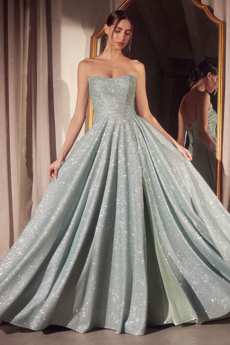 Prom Dresses Prom Long Glitter A Line Formal Gown Sage