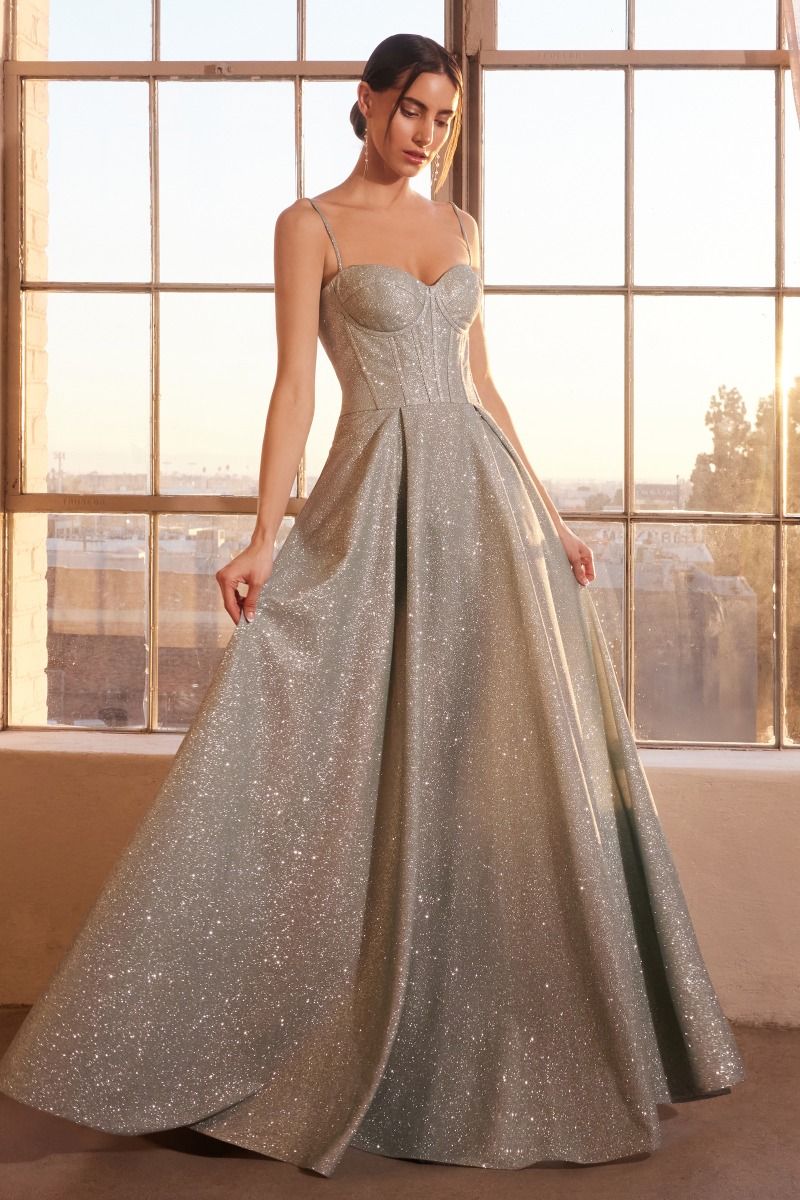 Prom Dresses Formal Glitter Corset A Line Prom Dress Sage