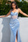 Prom Dresses Long Formal Corset Slit Prom Dress Light Blue