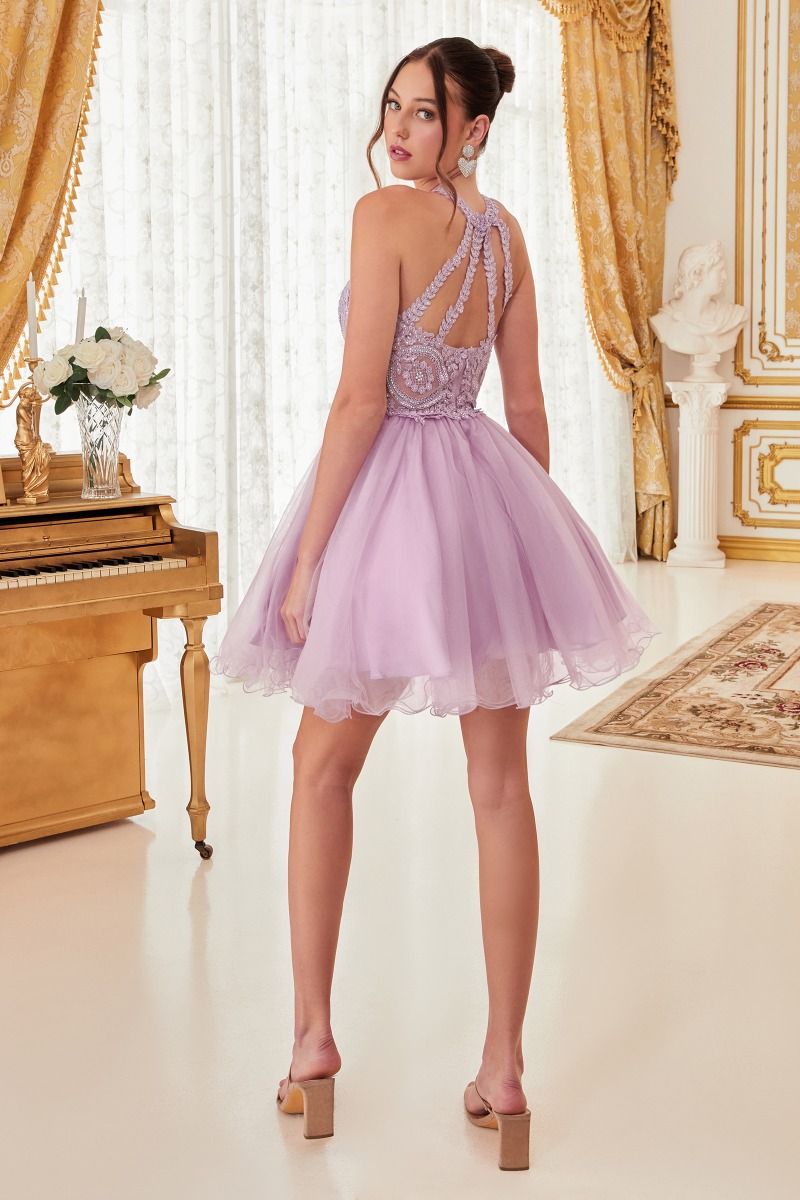 Cocktail Dresses Short Lace Applique Cocktail Dress Lavender