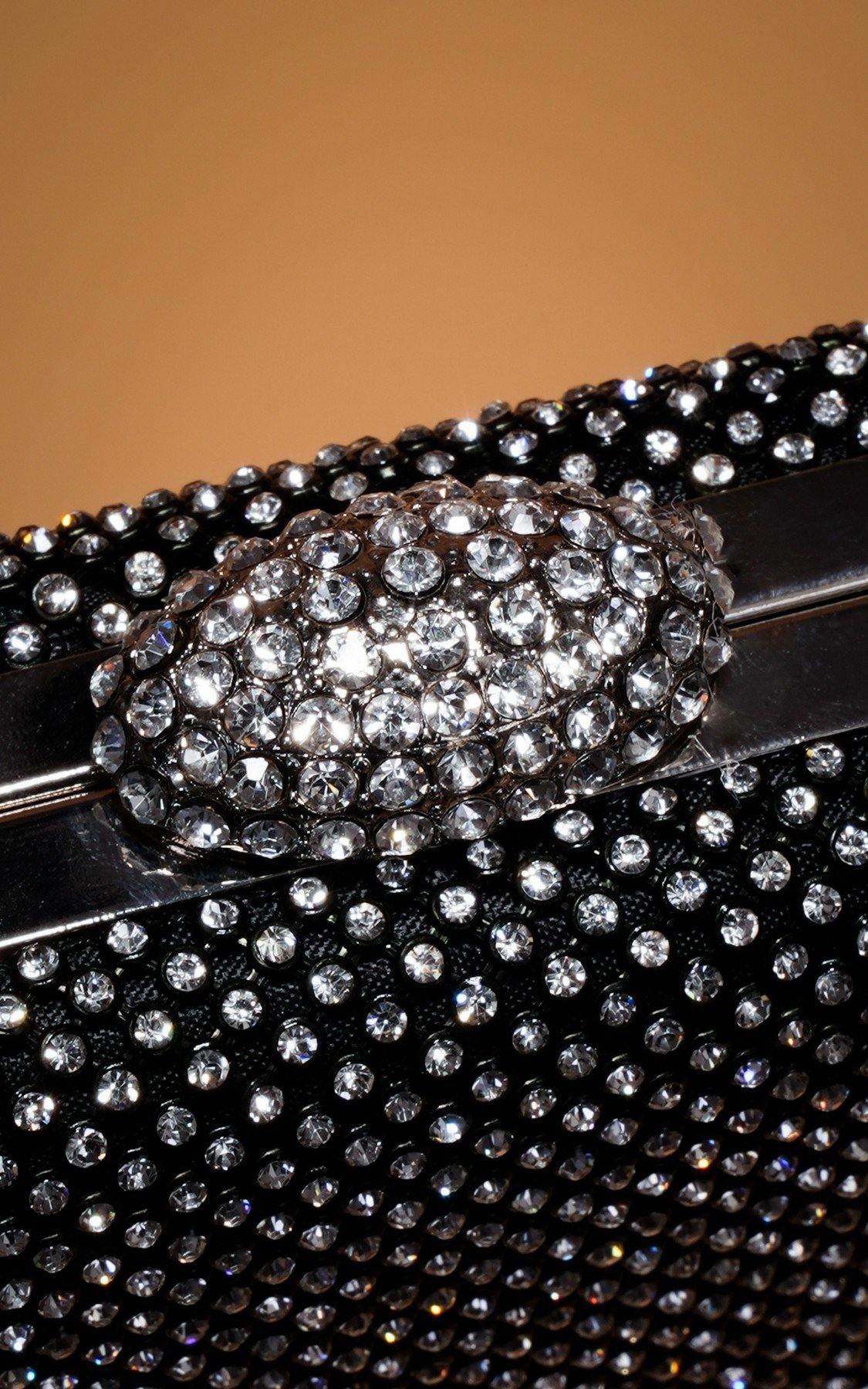 Wedding Diamante Shield Box Squire Clutch Bag - The Dress Outlet