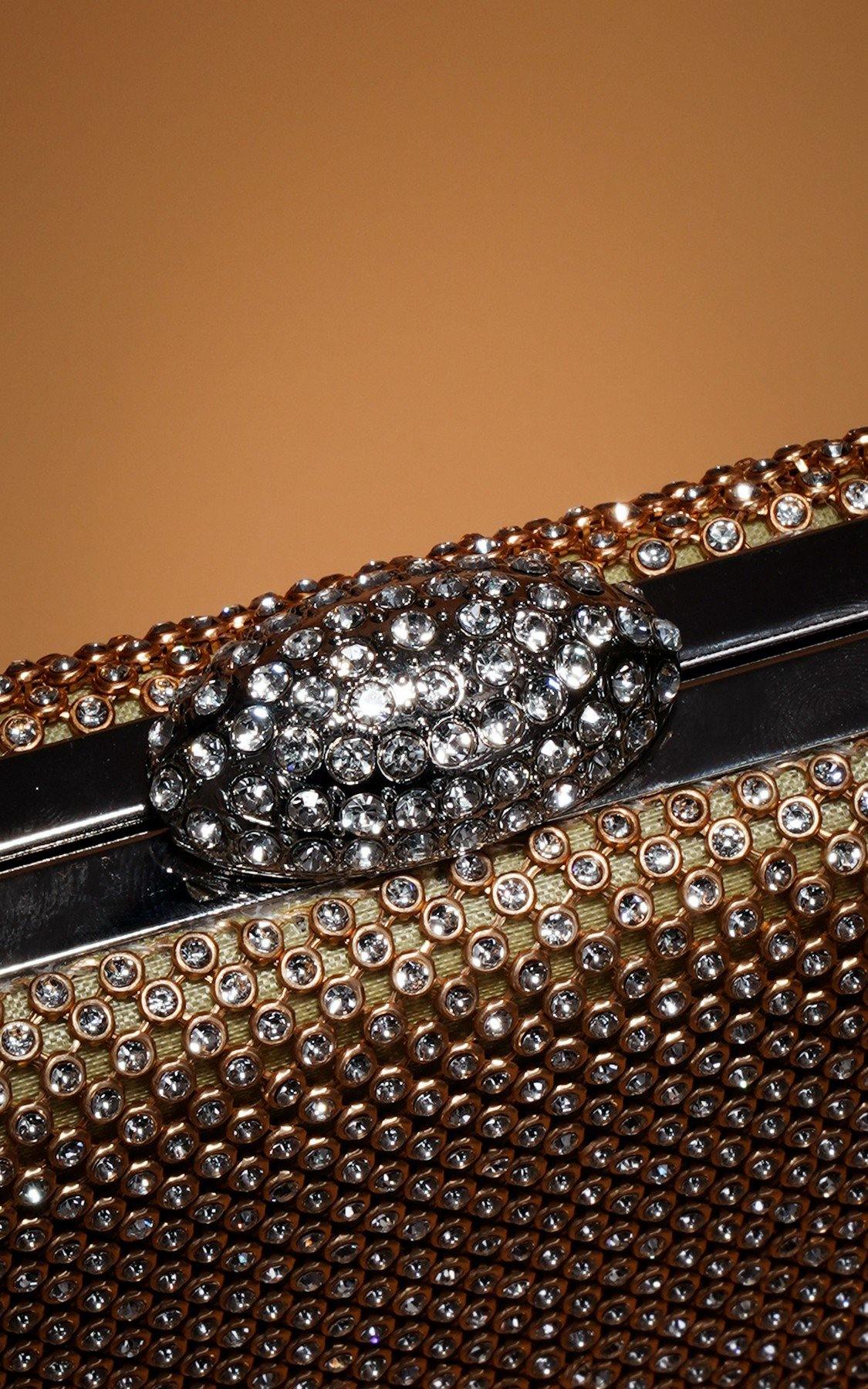Wedding Diamante Shield Box Squire Clutch Bag - The Dress Outlet