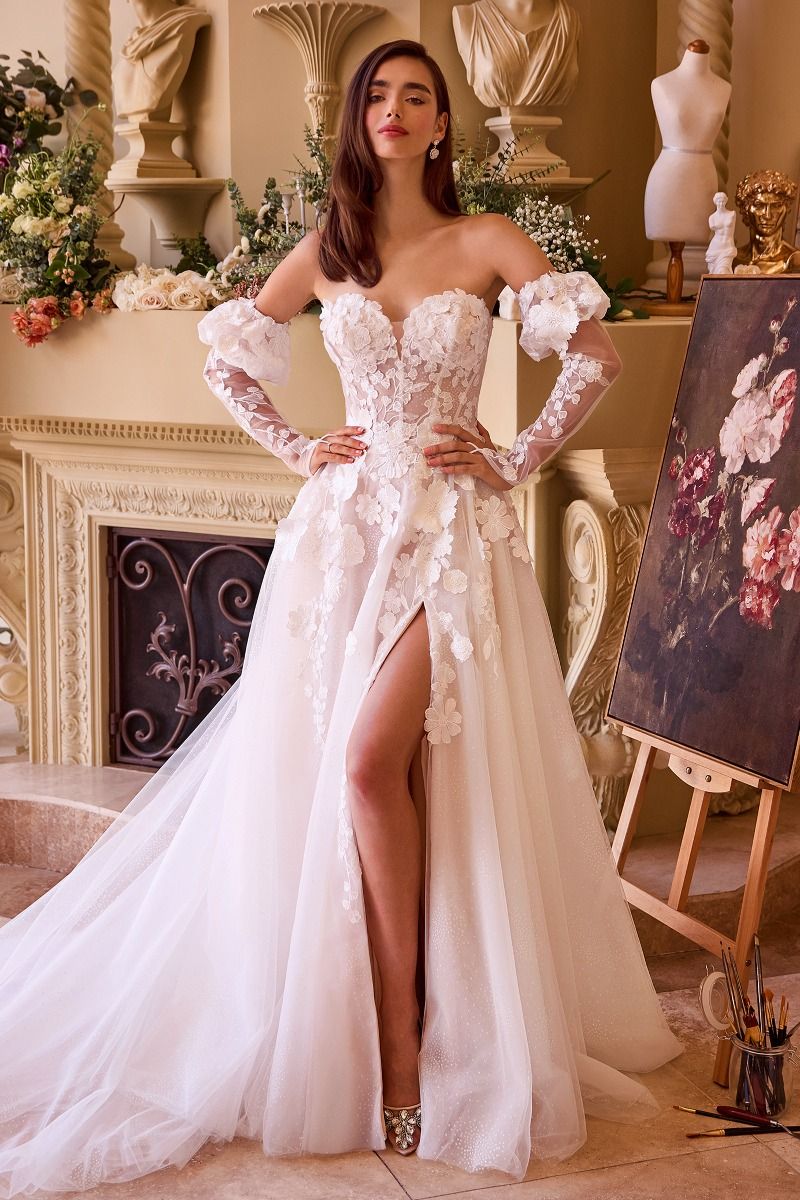 Wedding Dresses Floral Ball Gown Wedding Dress Off White Nude