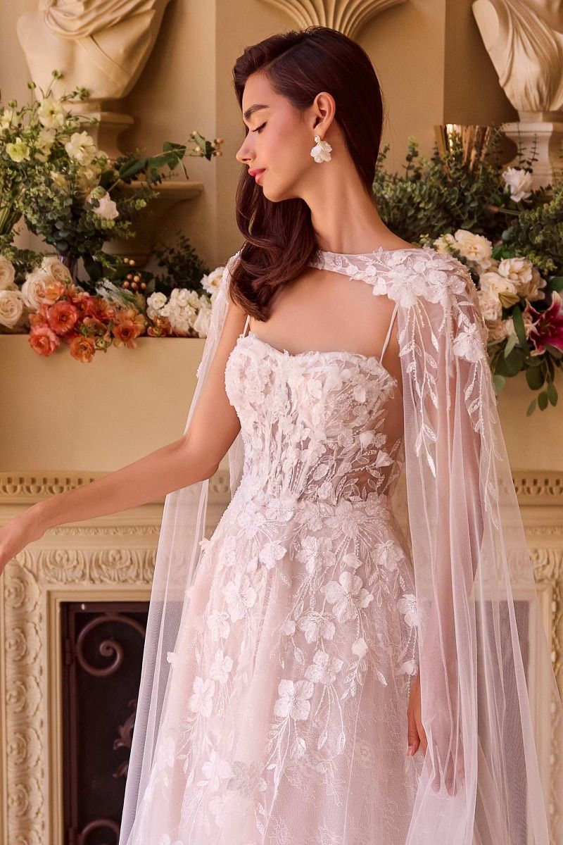 Wedding Dresses Long Bridal Gown A Line Floral Corset Wedding Dress Off White Nude