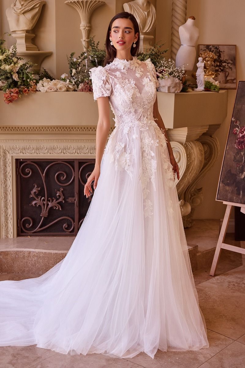 Andrea & Leo WL040 A Line Long Ball Gown Removable Sleeve Wedding Dress