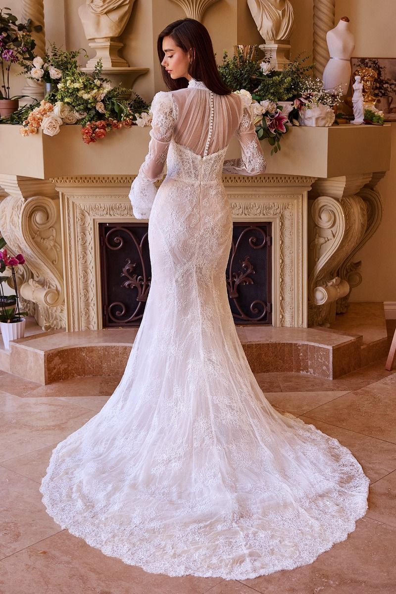 Wedding Dresses Bridal Gown Long Fitted Lace Wedding Dress Off White Nude