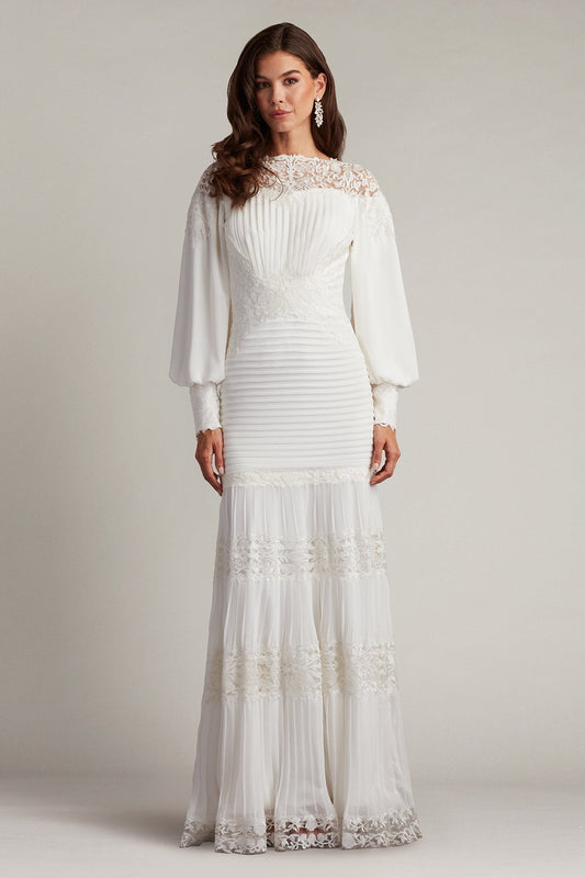 Wedding Dresses Long Pleated Wedding Simple Dress Ivory